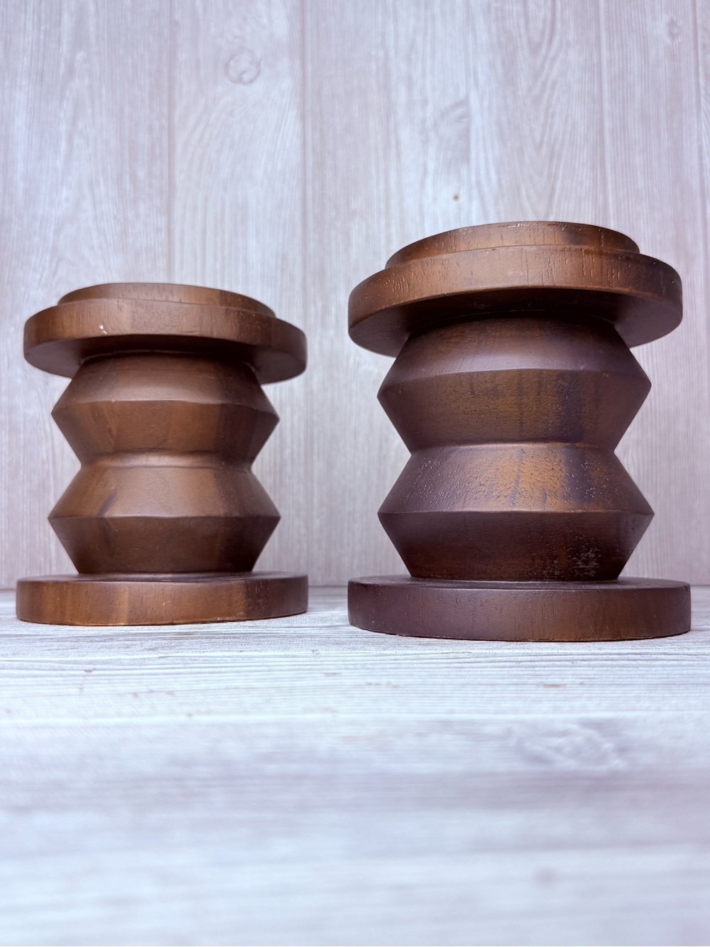 Project 62 turned wooden candle holders decoration table decor